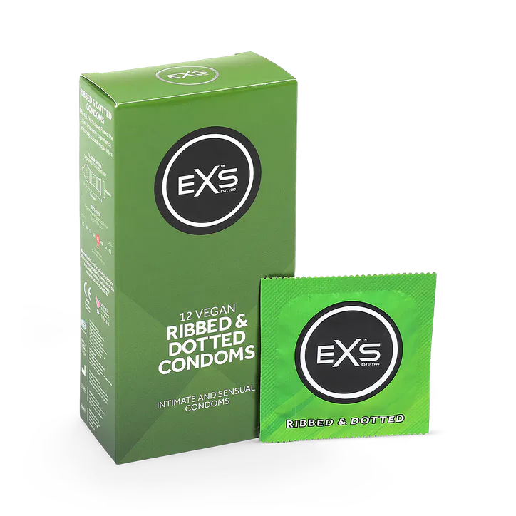 EXS Textured Condoms Ribbed & Dotted Vegan 12 Pack
