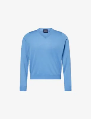 JOHN SMEDLEY X Bill Nighy V-Neck Merino Wool Jumper - Rewilding Green/mi