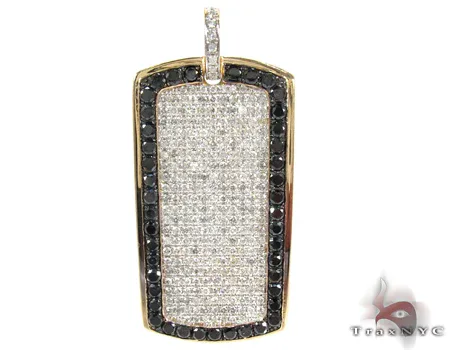 RINA - For Him FACTORY XL Black Outline Pave Diamond Dog Tag 27937 in Rose Gold – Pendant