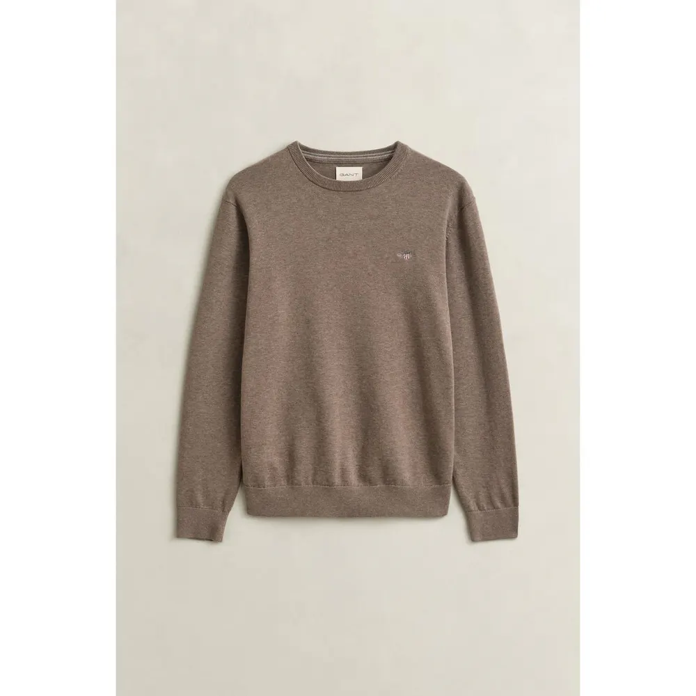 Gant Classic Cotton Crew Neck Sweater in Hazlenut 294 – Clothing