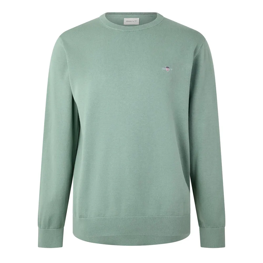 Gant Classic Cotton Crew Neck Sweater in Mint 308 – Clothing