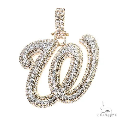 RINA - For Him CUSTOM Double Layer Diamond 'W' Pendant 66957 in Rose Gold – Pendant