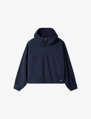 SANDRO Hooded Zip-Up Cotton-Blend Jacket