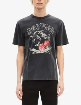 THE KOOPLES Panther-Print Washed Cotton-Jersey T-Shirt detail 3