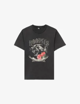 THE KOOPLES Panther-Print Washed Cotton-Jersey T-Shirt