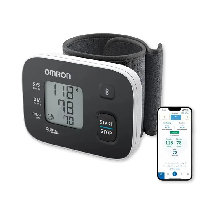 Omron RS3 auto blood pressure monitor on the wrist