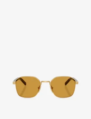 PRADA PR C50S Square-Frame Steel Sunglasses