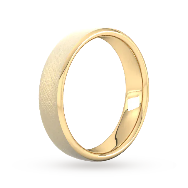 For Him 5mm Slight Court Extra Heavy Diagonal Matt Finish Wedding Ring In 18 Carat Yellow Gold detail 2