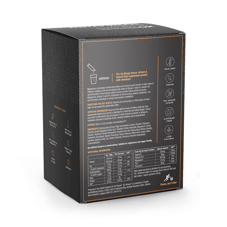 XO Fitness Hydration Sachets - 28 Pack - Mango detail 2