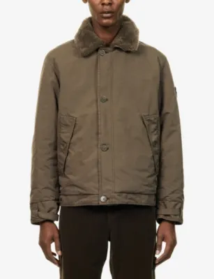 STONE ISLAND Ghost David-TC Shearling-Collar Woven Jacket detail 3