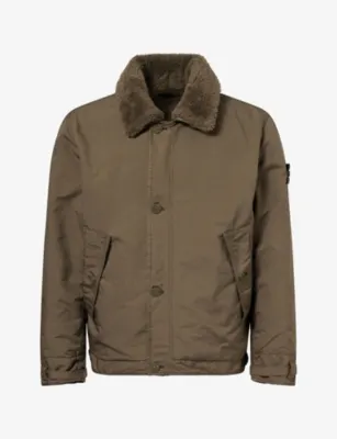 STONE ISLAND Ghost David-TC Shearling-Collar Woven Jacket