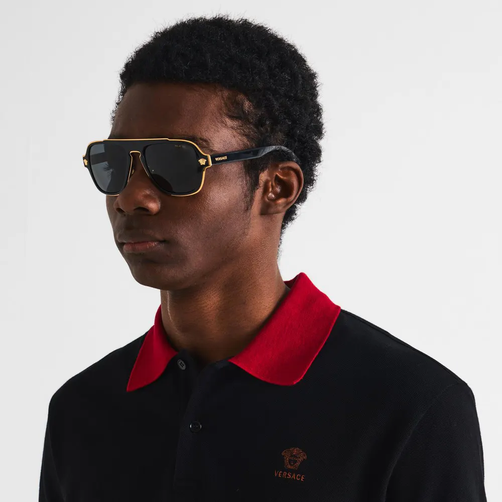 Versace Men's 0VE2199 Aviator Sunglasses detail 3