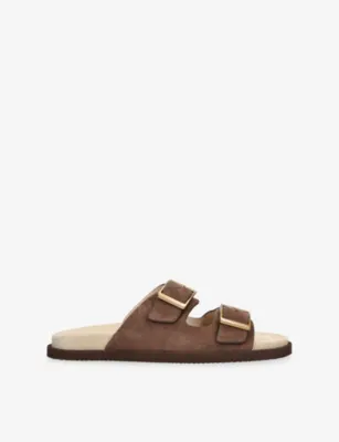 BRUNELLO CUCINELLI Two-Strap Suede Sandals - EUR 40 / 6 UK MEN in Dark Brown – Mens | Sandals | Formal sandals
