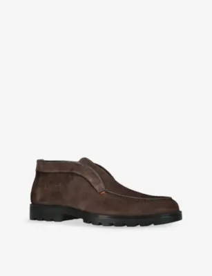 SANTONI Detroit Rocca Suede Loafers - 5.5 in Dark Brown, additional product view 3