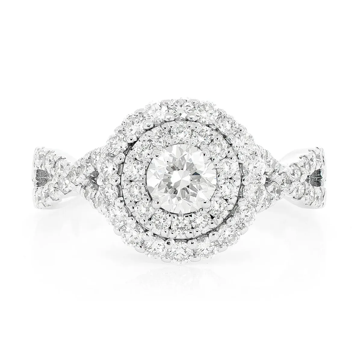For Him Round Double Halo Twist Diamond Ring