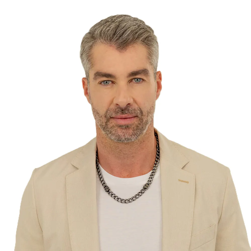 BOSS Gents BOSS Double B Black Stainless Steel Link Necklace detail 2