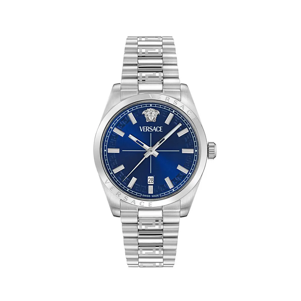 Versace Men's Millennium Quartz Analogue Watch in Blue/Silver – Accessories