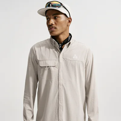 Nike ACG Aireez Men's Long-Sleeve Button-Up Trail-Running Top - Cream II/Summit White in Cream II/Summit White – Nike men's and unisex