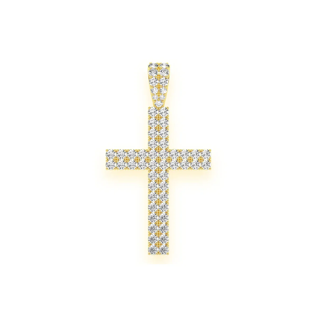 For Him Two Row Diamond Cross Pendant in 2.25ctw / Yellow Gold / Natural Diamond – Pendant
