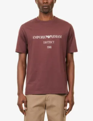 EMPORIO ARMANI Milano Text-Print Cotton T-Shirt detail 3