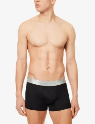 CALVIN KLEIN Brushed Logo-Waistband Pack-of-Three Microfibre-Stretch Trunks detail 2