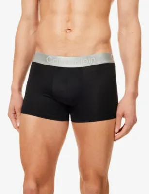 CALVIN KLEIN Brushed Logo-Waistband Pack-of-Three Microfibre-Stretch Trunks detail 3