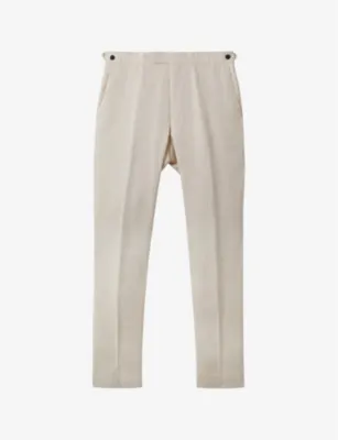 REISS Kin pressed-crease slim-fit linen trousers