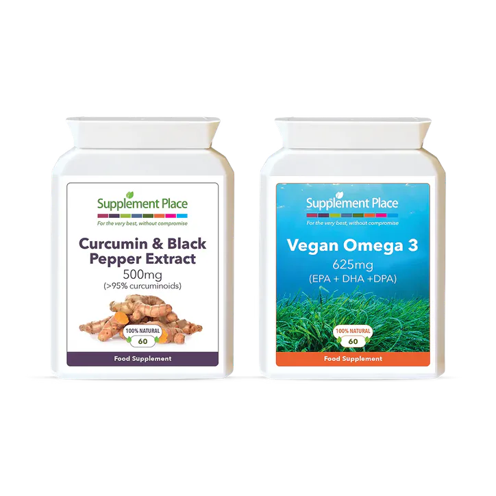 Supplement Place Joints Bundle | Curcumin & Black Pepper + Vegan Omega 3 | A Month's Supply