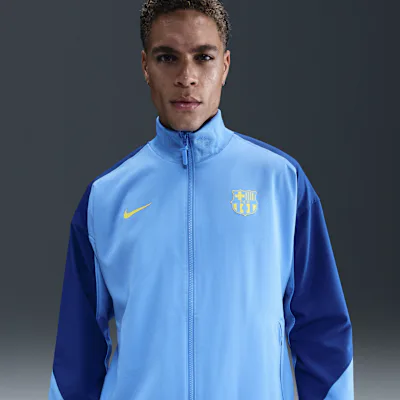 Nike FC Barcelona Strike Fourth Men's Nike Dri-FIT Football Anthem Jacket - University Blue/Gym Blue/Opti Yellow in University Blue/Gym Blue/Opti Yellow – Nike men's and unisex