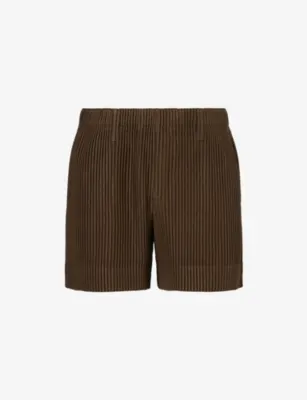 HOMME PLISSE ISSEY MIYAKE Tailored Pleated Knitted Shorts - Genova Metal Ocher in BLACK, additional product view 2