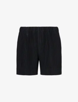 HOMME PLISSE ISSEY MIYAKE Tailored Pleated Knitted Shorts - Genova Metal Ocher in BLACK – Mens | Trousers & shorts | Shorts