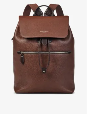 ASPINAL OF LONDON Reporter logo-embellished leather backpack