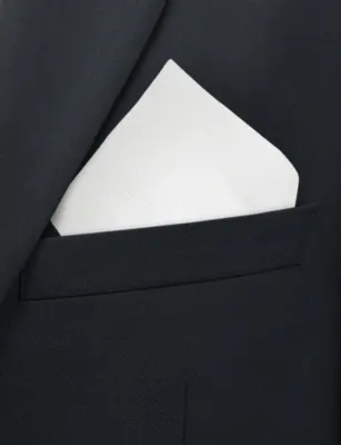 CORNELIANI Stripe-Trim Linen Pocket Square in Burned Land Brown, additional product view 2
