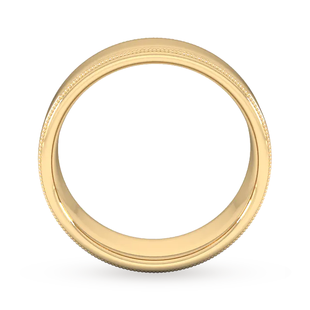 For Him 7mm Slight Court Heavy Milgrain Edge Wedding Ring In 18 Carat Yellow Gold detail 3