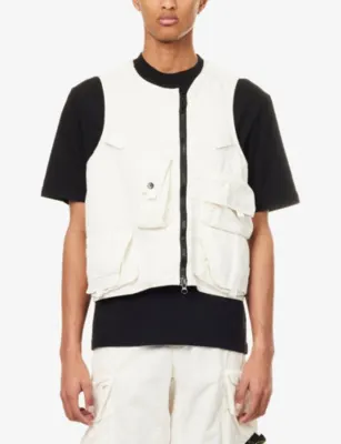 STONE ISLAND Compass-Badge Ripstop Utility Zip-Up Cotton-Blend Vest detail 3