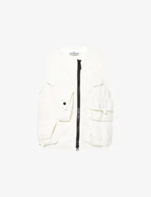 STONE ISLAND Compass-Badge Ripstop Utility Zip-Up Cotton-Blend Vest