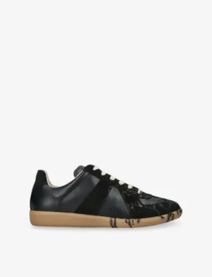 MAISON MARGIELA Replica Paint Leather Trainers - WHITE - EUR 43 / 9 UK MEN in BLACK – Mens | Trainers | Lace up trainers