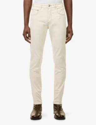 VINGT QUATRE Mid-Rise Tapered-Leg Cotton Trousers in IVORY, additional product view 3