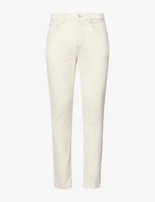 VINGT QUATRE Mid-Rise Tapered-Leg Cotton Trousers in IVORY – Mens | Jeans | Tapered
