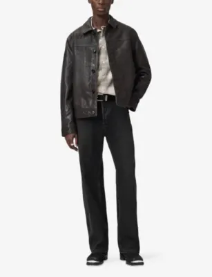ALLSAINTS Nates Collared Leather Jacket detail 2
