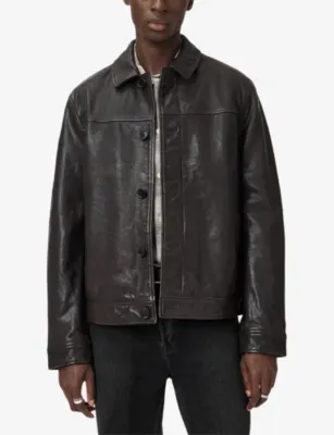 ALLSAINTS Nates Collared Leather Jacket detail 3