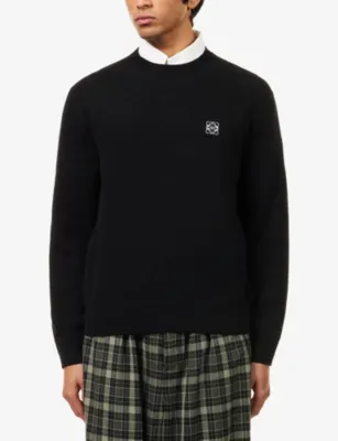 LOEWE Anagram-Embroidery Crewneck Wool Jumper detail 3