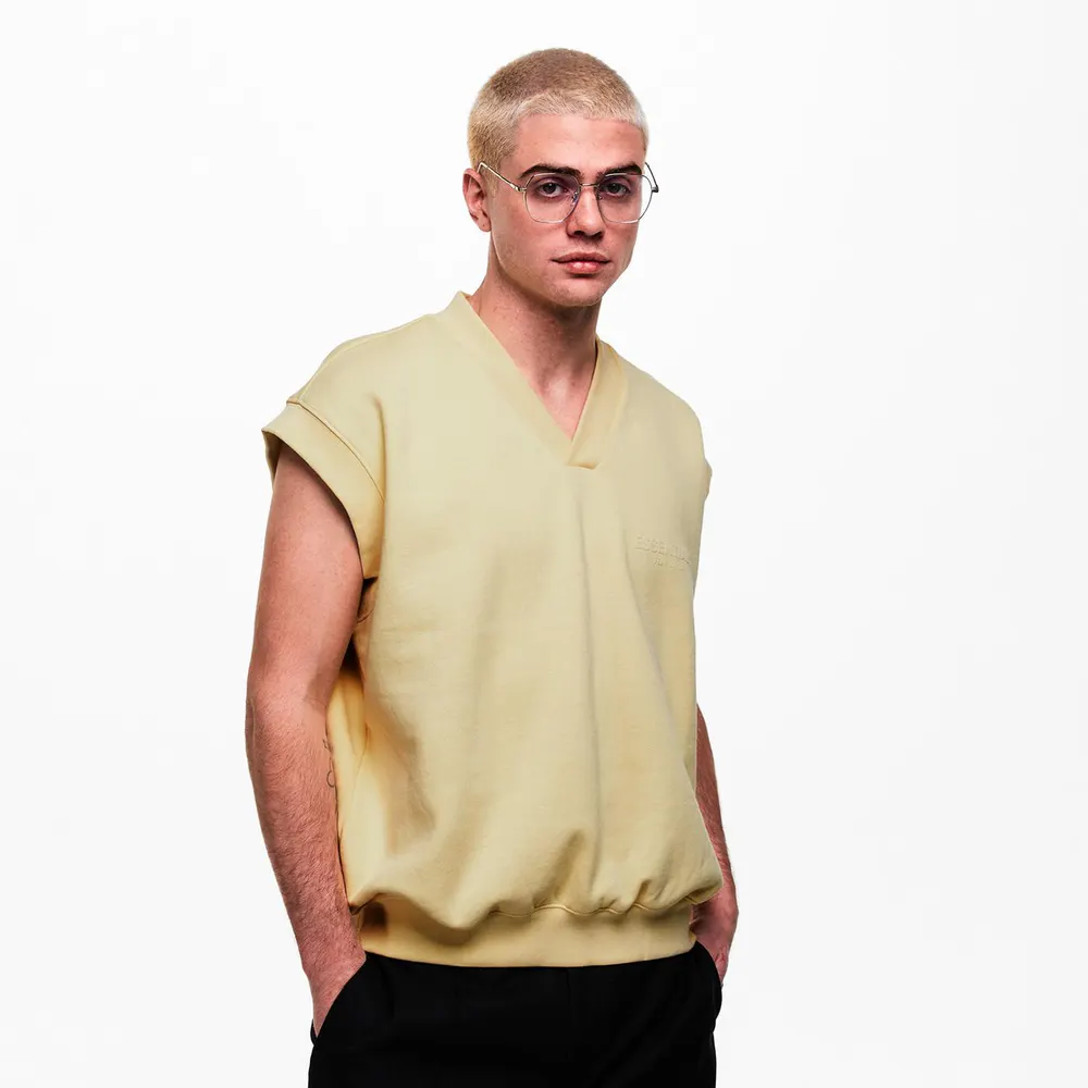 Fear Of God Essentials Men's Knitted Sweater Vest in Canary, additional product view 3