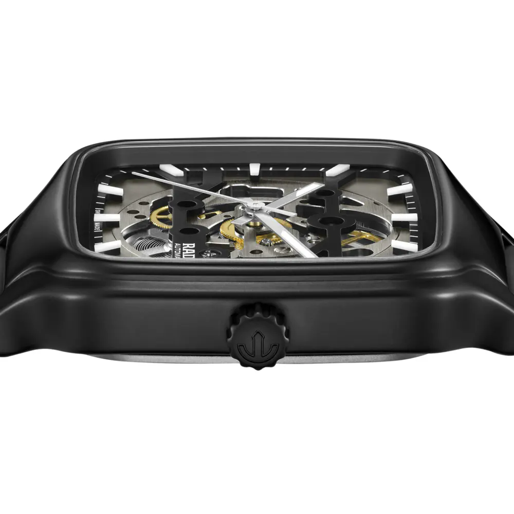 Rado True Square Automatic Skeleton 38mm Unisex Watch in Black, additional product view 3