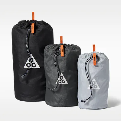 Nike ACG Stuff Sack 3-Pack - Black/Safety Orange/Summit White in Black/Safety Orange/Summit White – Nike men's and unisex