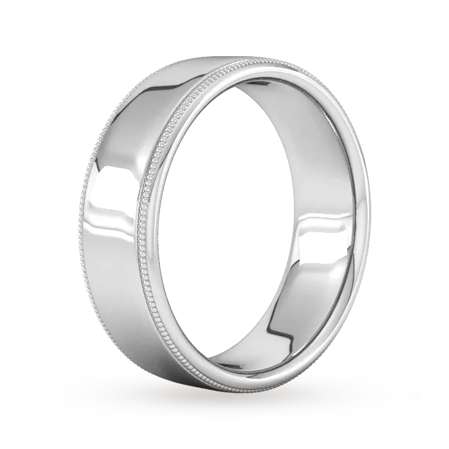 For Him 7mm Slight Court Extra Heavy Milgrain Edge Wedding Ring In 18 Carat Yellow Gold detail 2