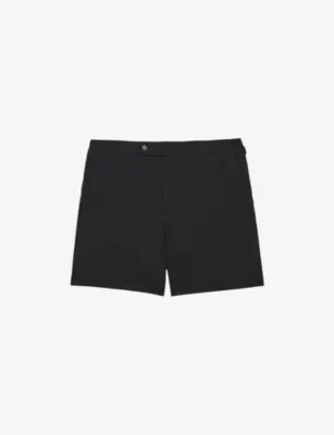 REISS Sun Straight-Leg Swim Shorts - CHOCOLATE BROWN