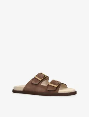 BRUNELLO CUCINELLI Two-Strap Suede Sandals - EUR 46 / 12 UK MEN in Dark Brown, additional product view 3