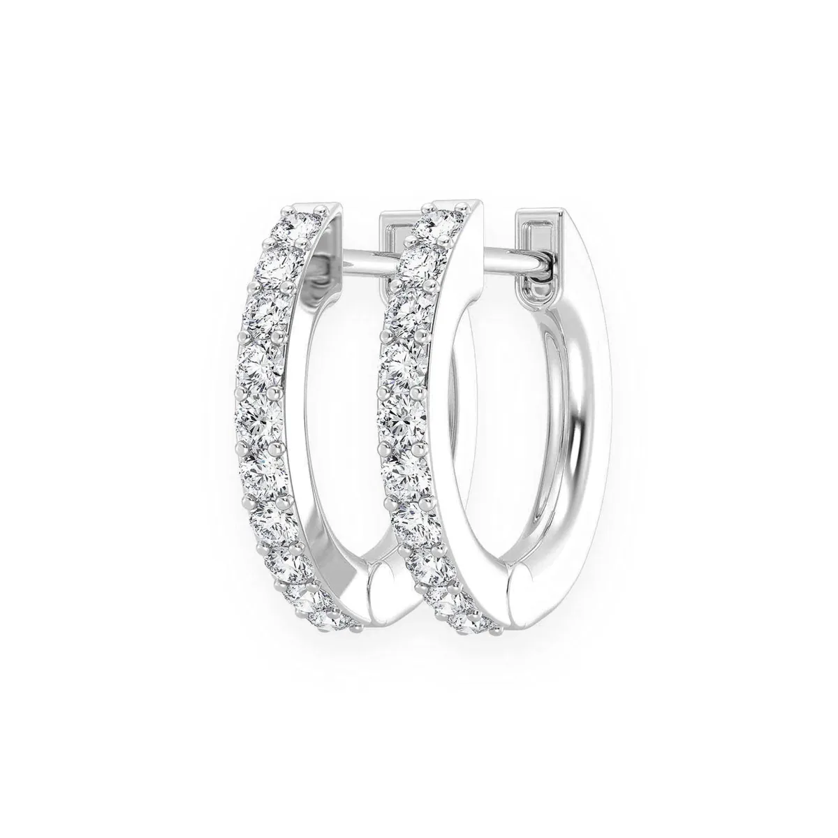 For Him One Row Diamond Huggies in 0.15ctw / White Gold / Natural Diamond – Earring