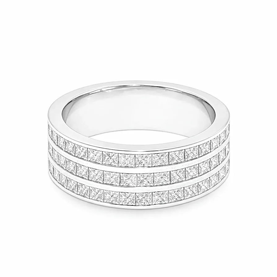 RINA - For Him FACTORY 3 Row Princess Cut Diamond Ring 71107 in 8 – Ring